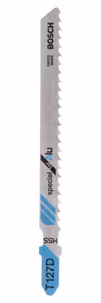 Lamina per seghetto alternativo in HSS, modello T 127 D, speciale per alluminio