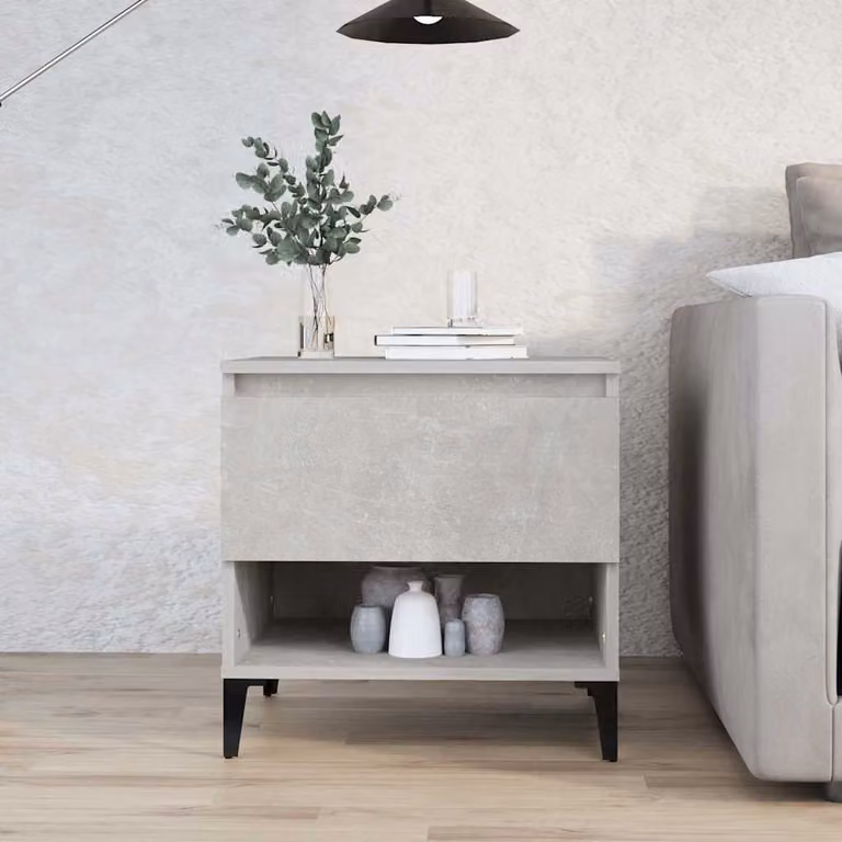 vidaXL Tavolino Quadrato in Stile Industriale Grigio con Finitura Opaca L: 50 cm, P: 46 cm, H: 50 cm