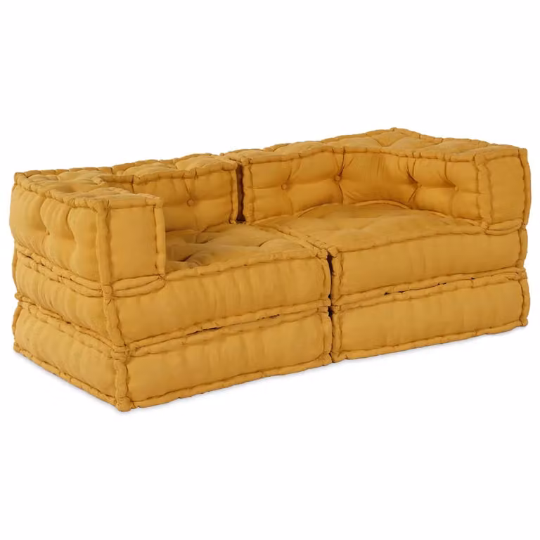 vidaXL Unità di Divano Modulare 2 pz in Tessuto Giallo L/P/H: 140 x 70 x 56 cm