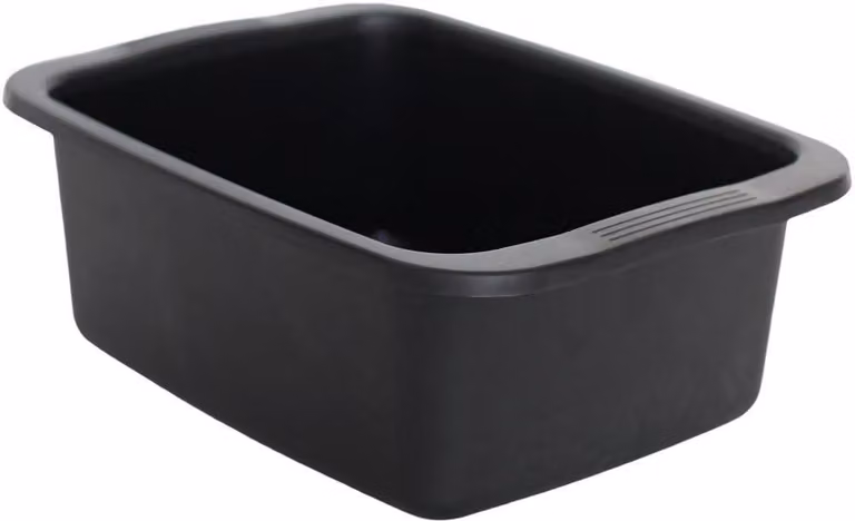 Lavello multifunzionale in plastica nera, con una capacità di 10 litri