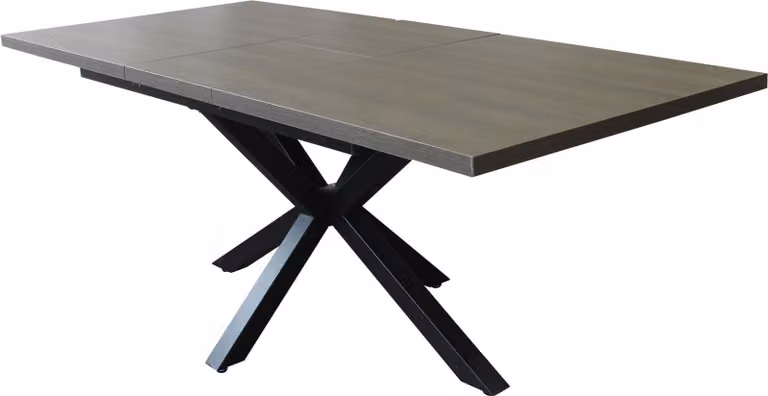 Milani Home - tavolo da pranzo allungabile 160 cm, antracite, piano in melaminico effetto legno, base nera, 90 x 160 x 75 cm