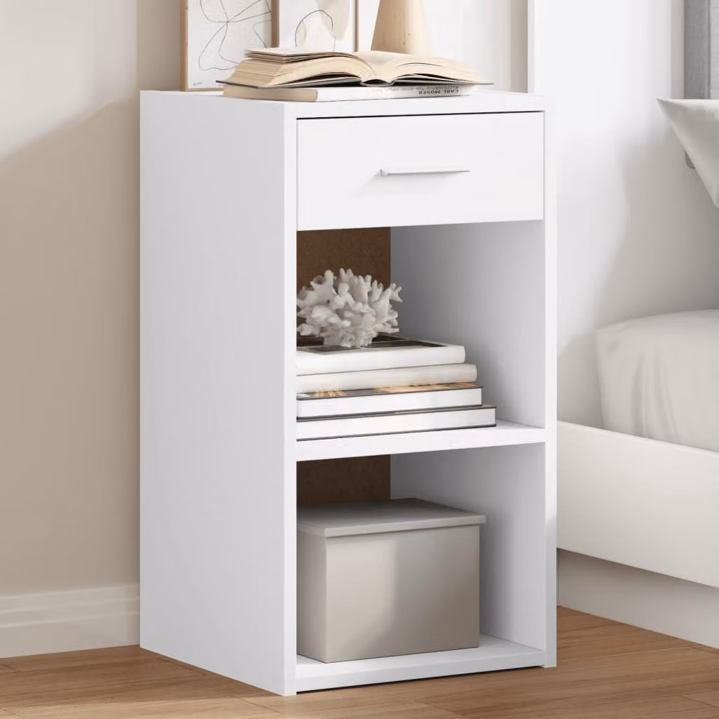 Set di 2 comodini sospesi vidaXL bianchi in legno e MDF L 35 cm, P 34 cm, H 65 cm
