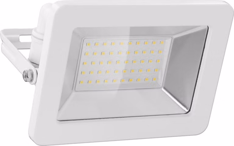 goobay Faretto LED per esterni, 50 W con 4250 lm, luce bianca neutra 4000 K e passacavo M16 bianco