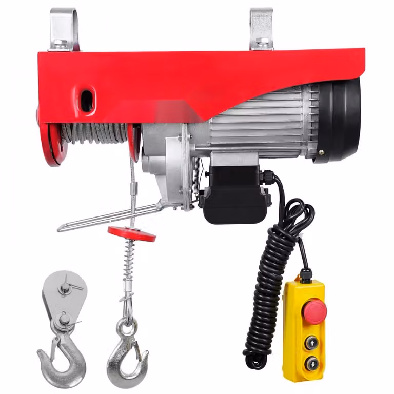 Argano elettrico a fune 500-1000kg - 12m di altezza di sollevamento - Argano motorizzato 1600W - Motore in rame - Blocco puleggia - Velocità di sollevamento 10m/min - Paranco con telecomando - Paranco a fune - Paranco a catena