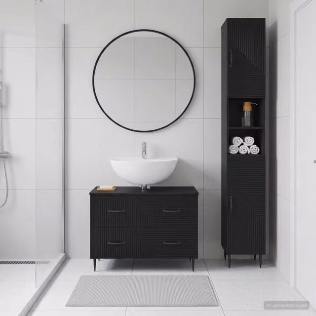 Set di Armadi da Bagno da 2 Pezzi HAARLEM Nero 3417532