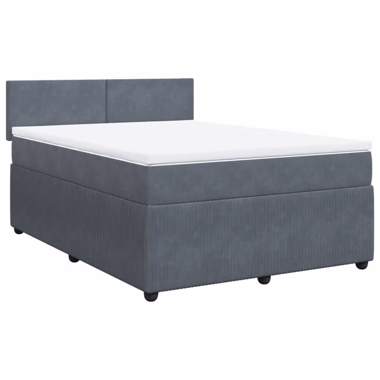 Giroletto a Molle con Materasso Grigio Scuro 140x190 cm Velluto