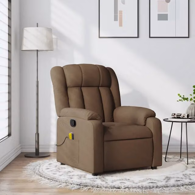 Poltrona Reclinabile Relax vidaXL in Tessuto Marrone con Braccioli e Regolazione Manuale – 1