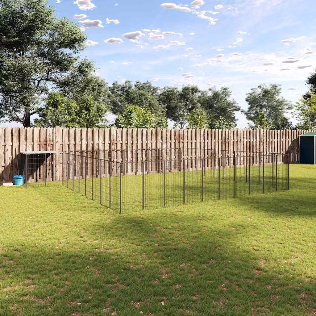 vidaXL Gabbia per Cani in Metallo Nera e Argento per Giardino