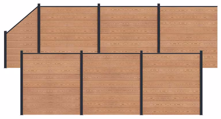 Pannello di Recinzione 7 pcs WPC e Alluminio Marrone