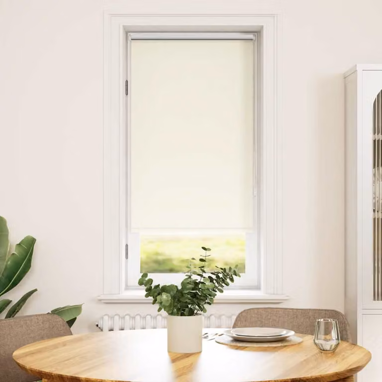 vidaXL Tenda a rullo oscurante termoisolante in poliestere, L/P/H: 60 x 64,4 x 120 cm, Bianco sporco