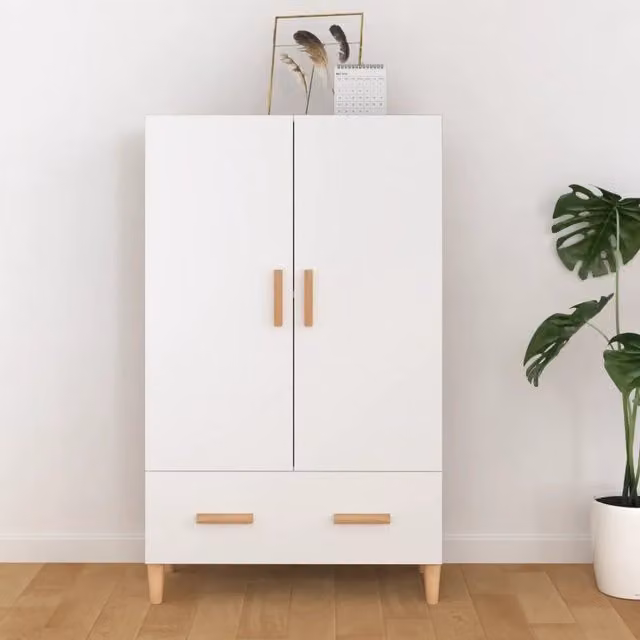 Credenza a parete vidaXL bianca in legno opaco L: 70 cm, P: 31 cm, H: 115 cm