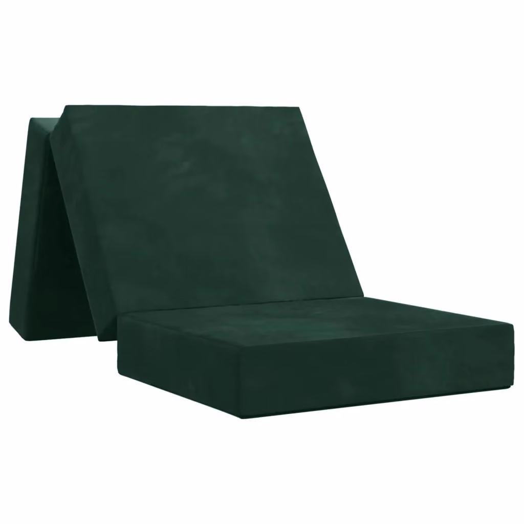 Divano Letto Pieghevole vidaXL in Velluto Verde con Imbottitura in Schiuma L: 90 cm, P: 63 cm, H: 45 cm – 2
