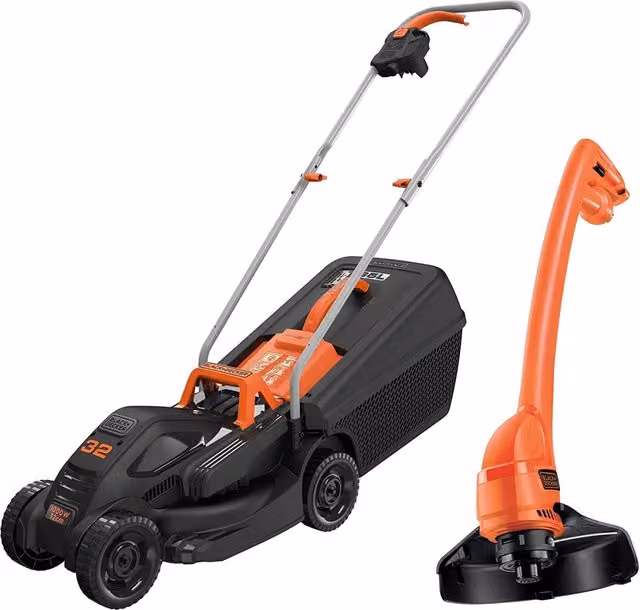 Set Rasaerba 351 e Tagliabordi 250 Black+Decker Nero e Arancione con Sacco di Raccolta