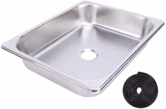Lavabo quadrato in acciaio inossidabile, dimensioni compatte 298 x 238 mm, scarico da 40 mm, ideale per cucine piccole