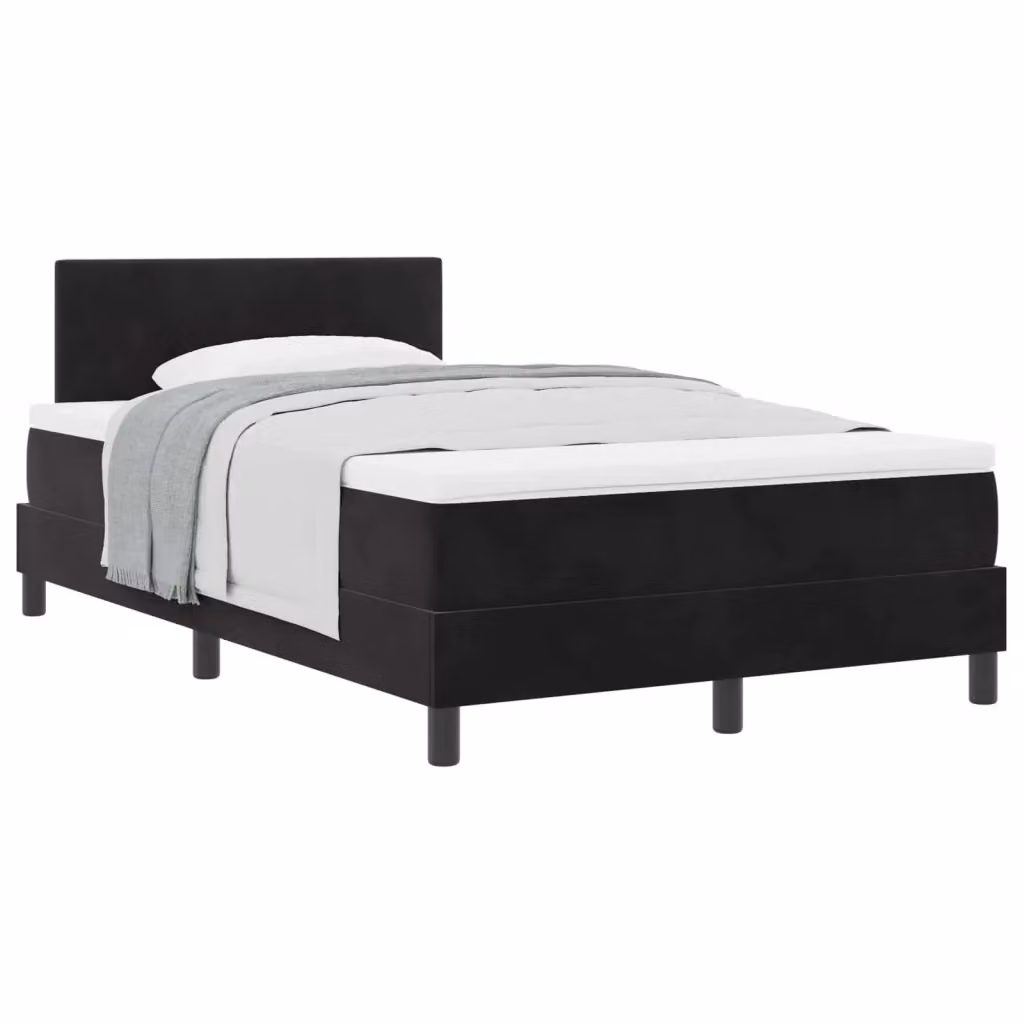 Letto a molle moderno vidaXL in velluto nero con testiera L/P/H: 203 x 120 x 280 cm – 2