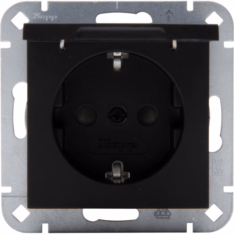 Presa SCHUKO Kopp con coperchio ribaltabile 940150003 HK07 nero opaco