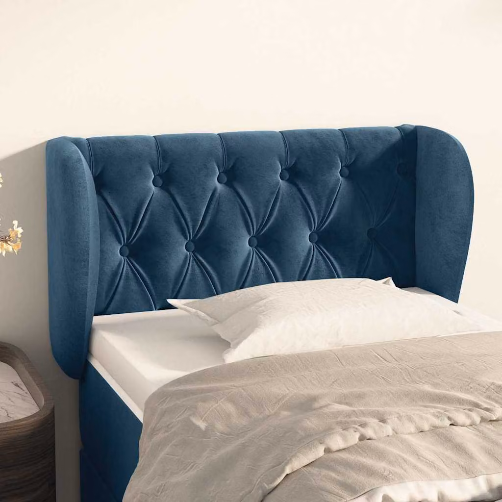 Testiera ad orecchio vidaXL in velluto blu scuro L: 83 cm, P: 23 cm, H: 78-88 cm
