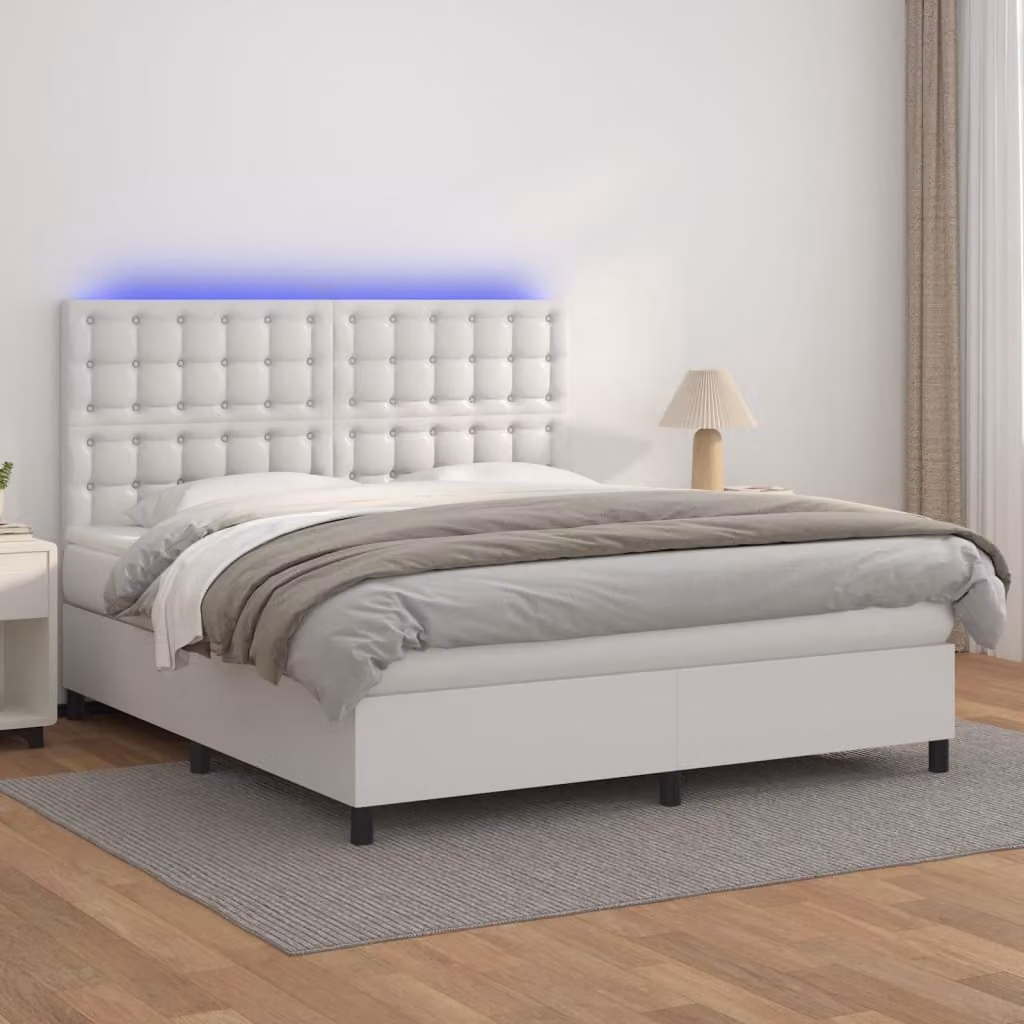Maison Exclusive - Giroletto Molle con Materasso e LED Bianco 160x200cm Pelle finta