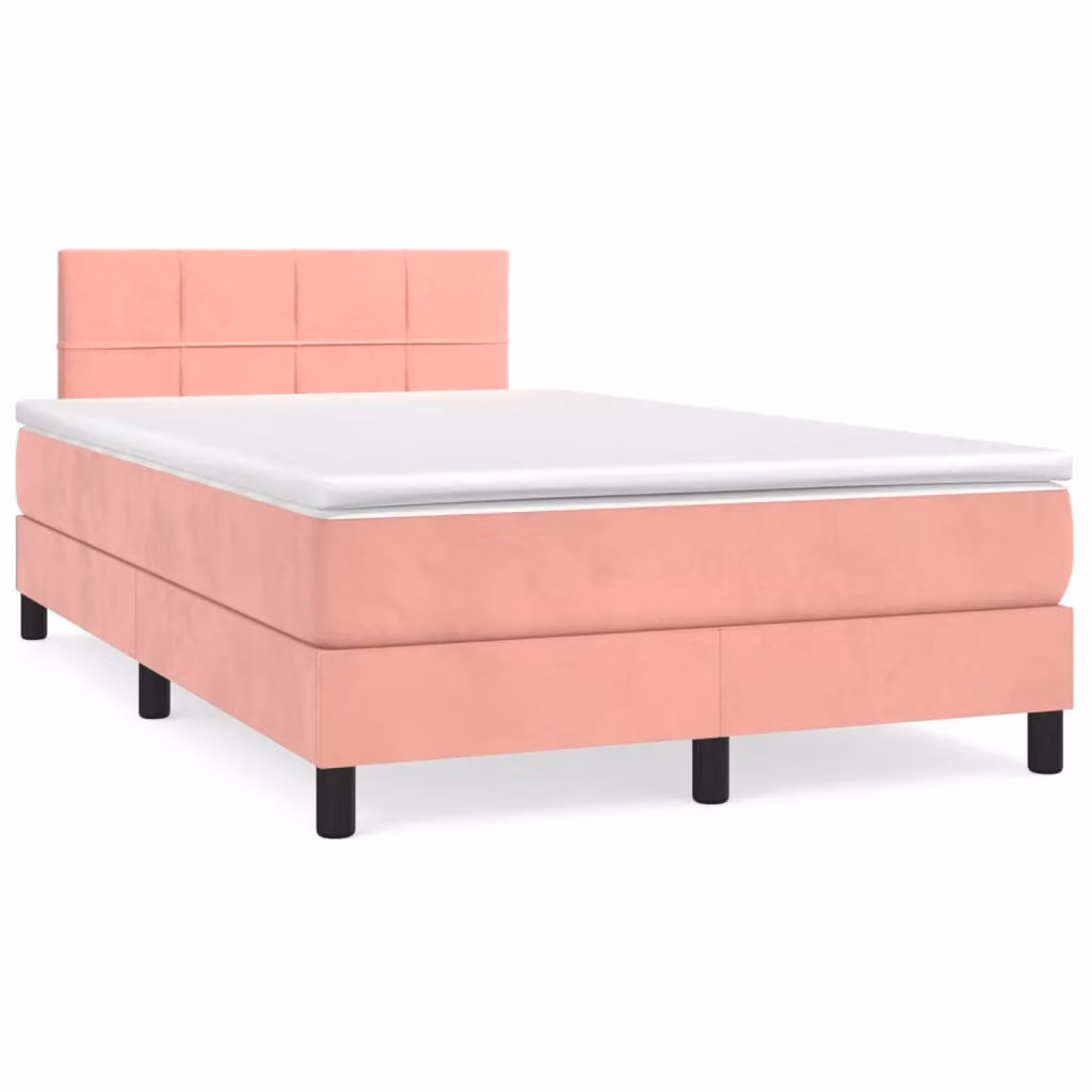 vidaXL Giroletto a Molle con Materasso Rosa in Velluto L/P/H: 120 x 200 cm