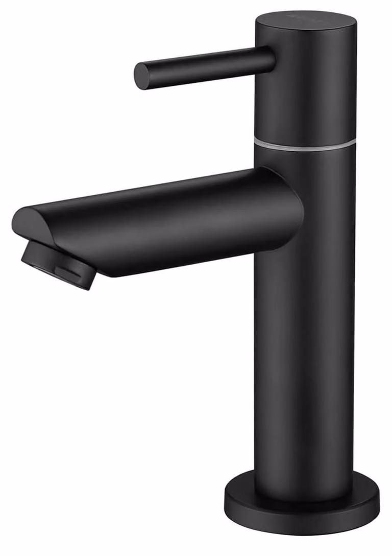 Rubinetto per lavabo, solo acqua fredda, colore nero, diametro 93,4 mm, per bagno degli ospiti