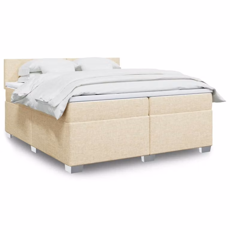 Maison Exclusive - Giroletto a Molle con Materasso Crema 200x200 cm in Tessuto