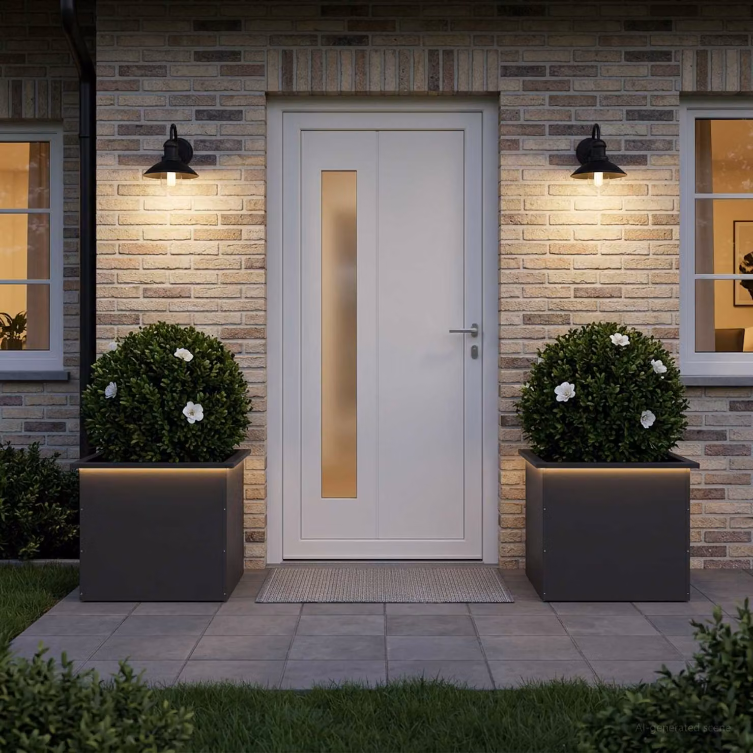 Set di 2 fioriere da giardino vidaXL con LED in acciaio nero L 50 cm x P 60 cm x H 48 cm