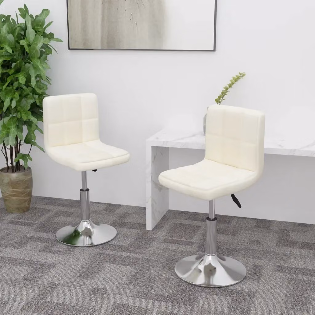 Set di 2 sedie da pranzo girevoli a 360 gradi in tessuto beige e struttura in metallo e plastica, design moderno per la tua cucina – 2