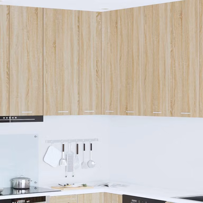 Armadio pensile da cucina vidaXL moderno con ante a battente, colore bianco e marrone, L/P/H: 57 x 57 x 100 cm