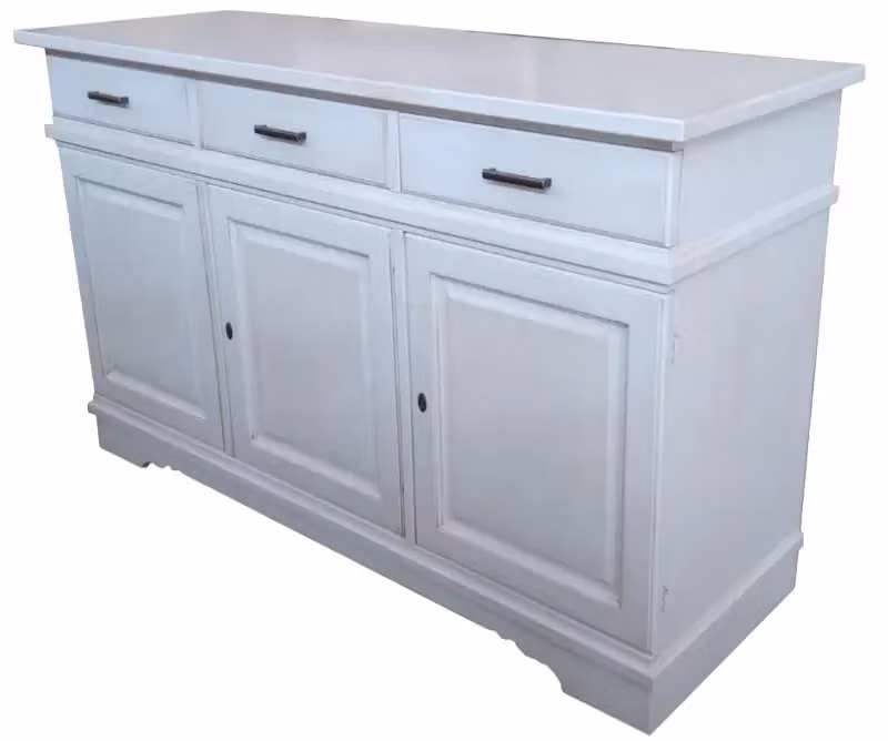 Credenza madia shabby chic in legno di pino bianco e bronzo Mobili 2G L/P/H: 155 x 52 x 94 cm – 1