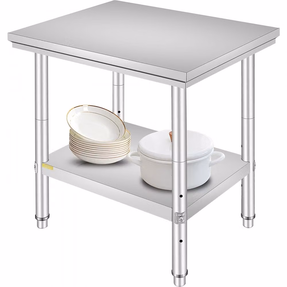 Tavolo da lavoro in acciaio inox 760 x 600 x 70 mm - Tavolo da cucina multifunzionale per pasti, cucito, artigianato - Tavolo da lavoro per garage.