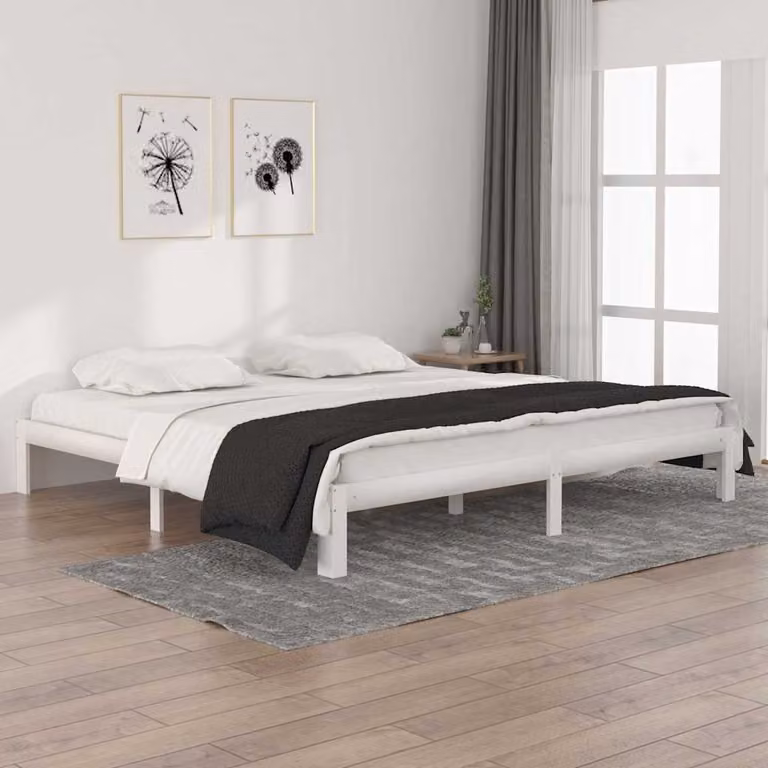 vidaXL Giroletto Bianco in Legno Massello di Pino 200 x 200 cm