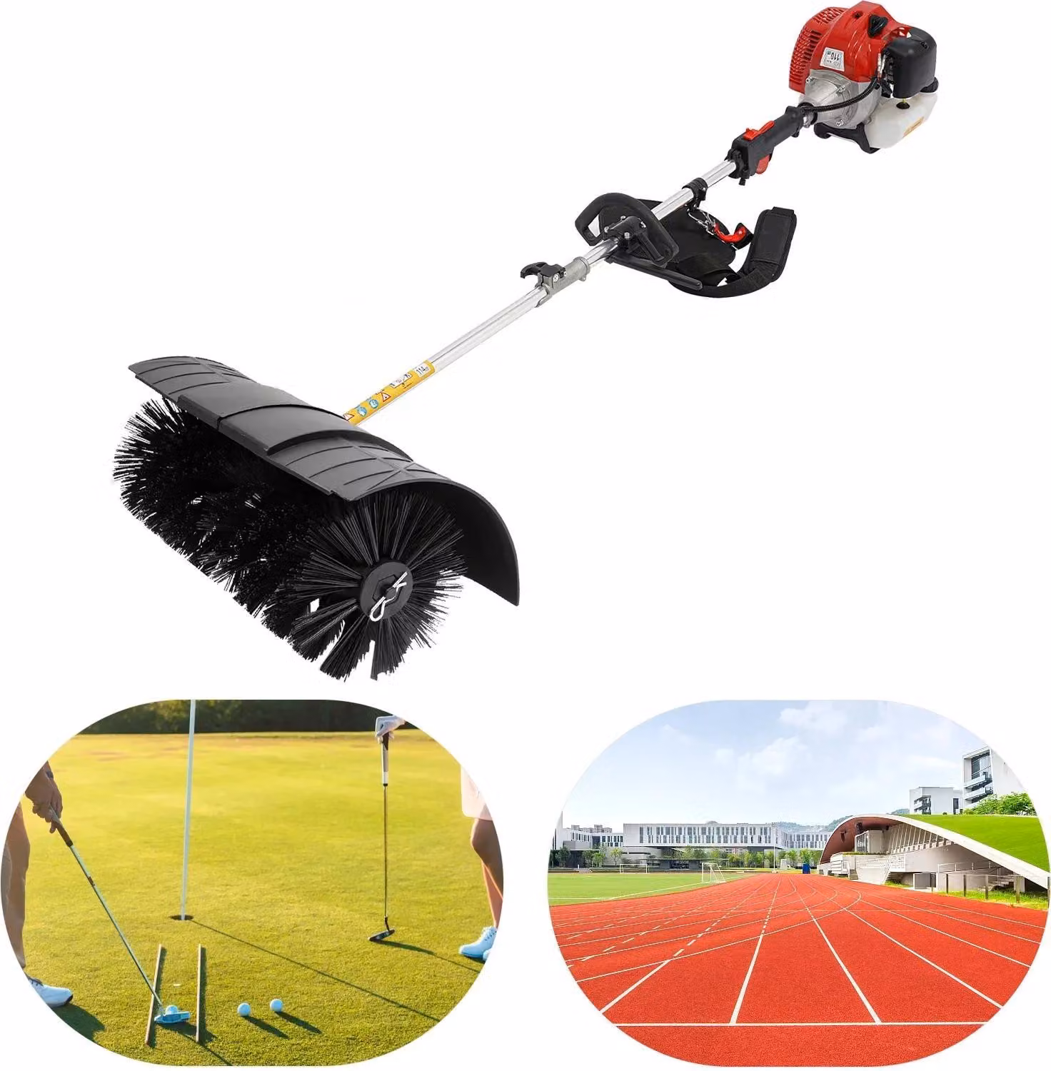 Spazzatrice per esterni a benzina - Spazzola rotante manuale - Motore a 2 tempi da 52 cm³ - 1,7 kW / 2,3 CV - 6500–8500 giri/min - Metallo - Raffreddamento ad aria - Colore nero