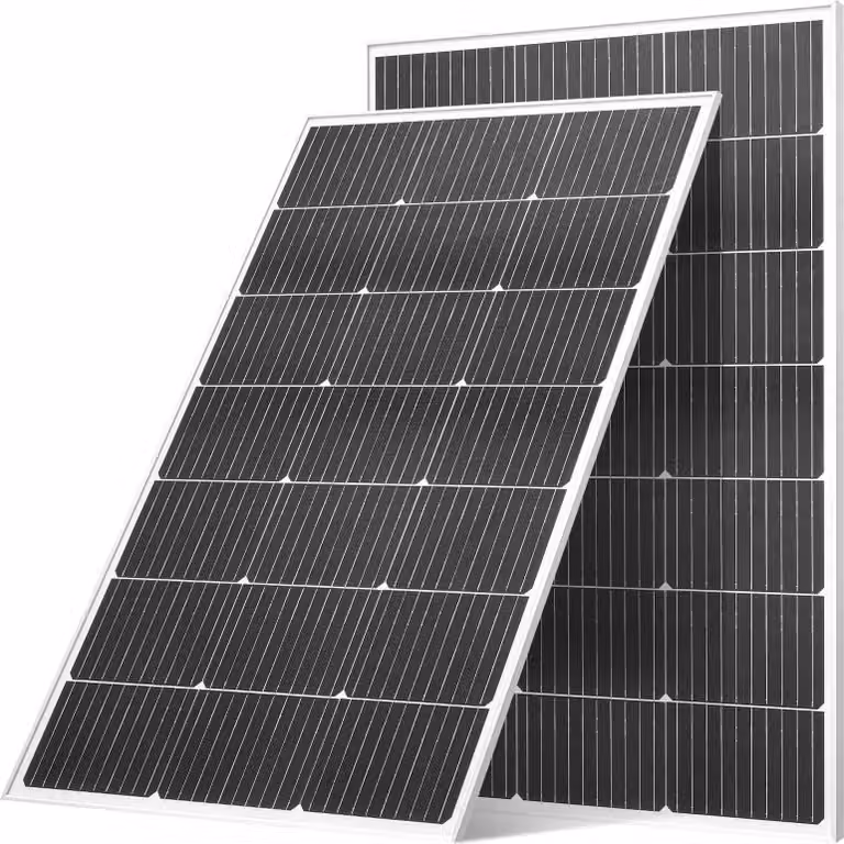 Moduli solari monocristallini - Set di 2 pannelli solari da 100 W - Connettore MC4 - Telaio in alluminio - Impermeabile IP65 - Indipendente dalla rete elettrica - Per camper, barche, balconi/tetti piani