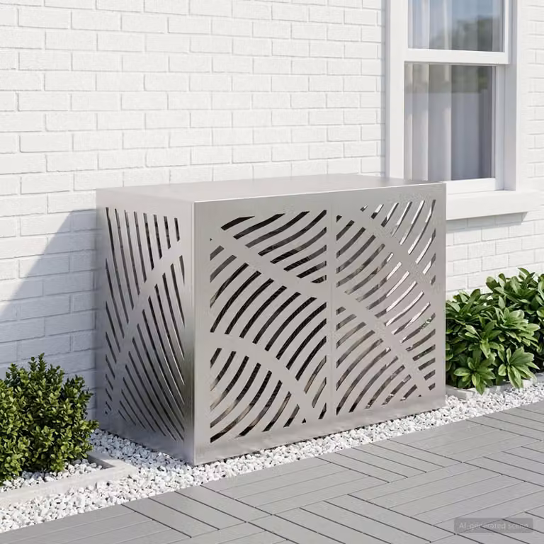 Copertura per condizionatore d'aria vidaXL in acciaio inossidabile, Argento, L 100 x P 50 x H 70 cm