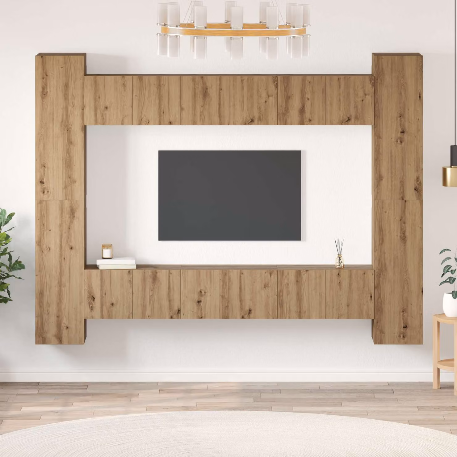 Set mobile TV moderno vidaXL in legno ingegnerizzato color rovere, L: 150 cm, P: 40 cm, H: 52 cm