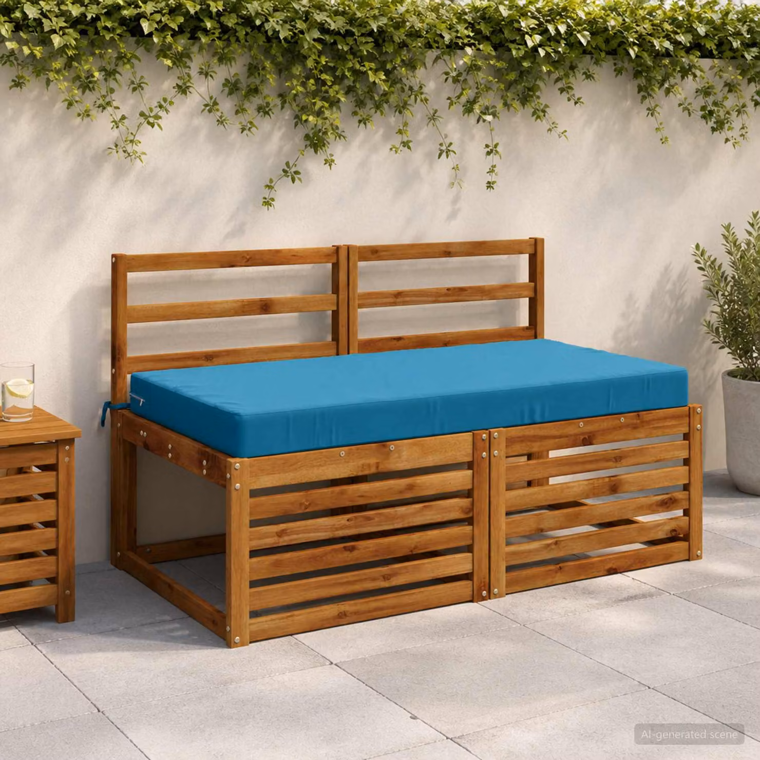 Cuscino per la seduta vidaXL SOEST in poliestere azzurro con rivestimento lavabile e resistente ai raggi UV