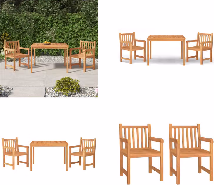 vidaXL Set da pranzo da giardino 3 pezzi in teak massiccio - Set da pranzo da giardino - Set da pranzo da giardino - Mobili da giardino - Mobili da giardino