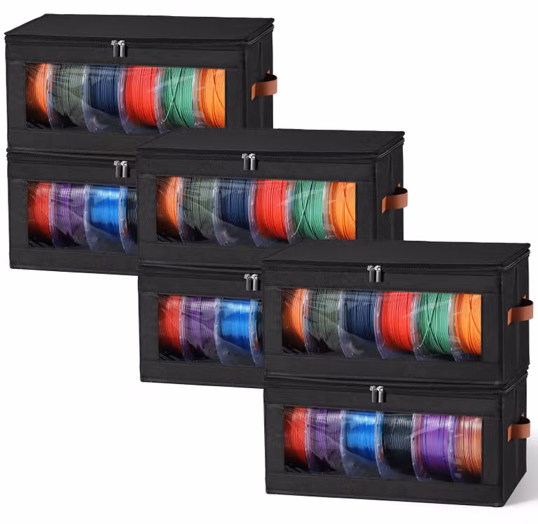 Contenitore per filamenti di stampante 3D, set da 6, impilabile, in tessuto Oxford, con finestra trasparente