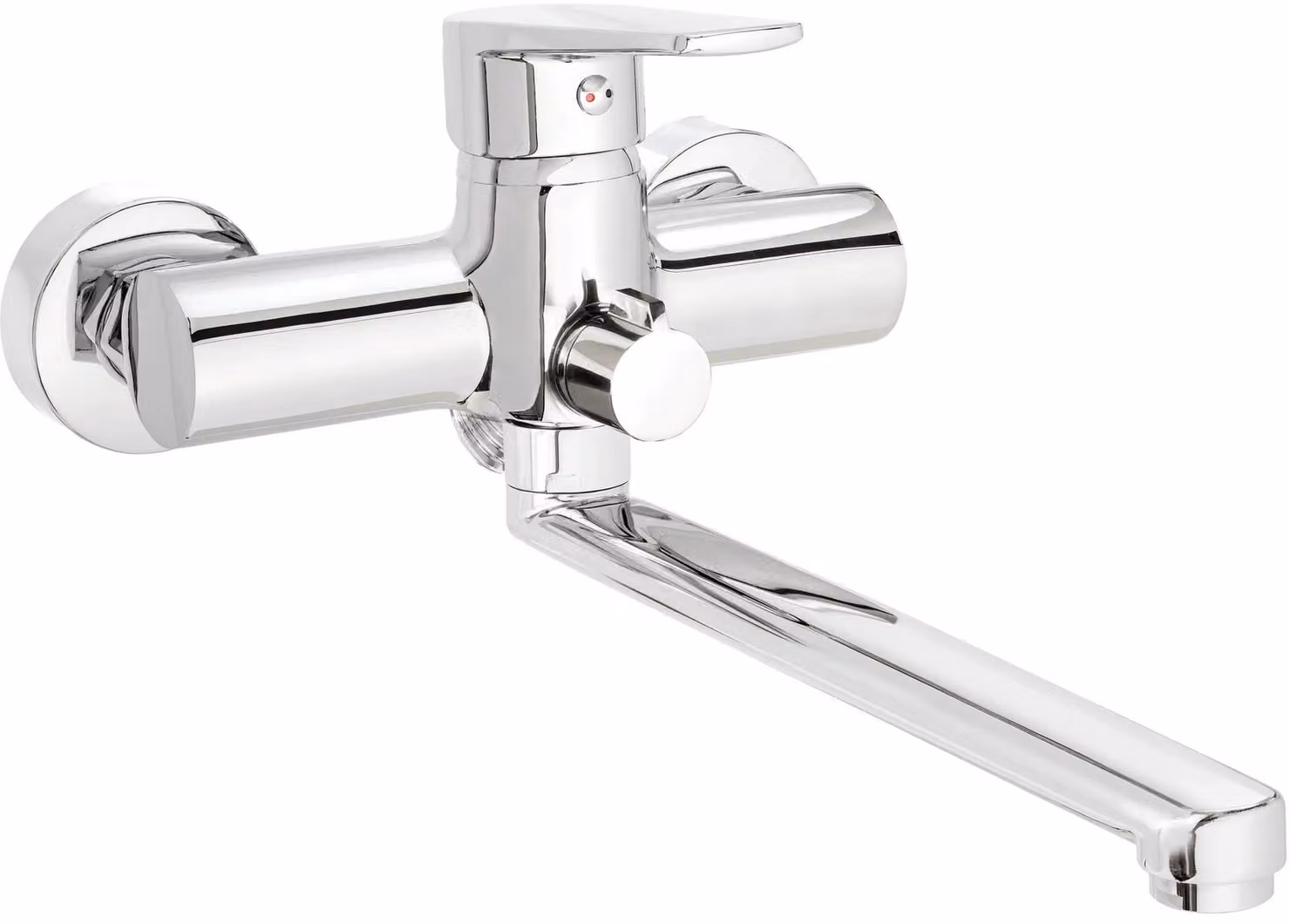 Rubinetto da lavabo a parete Deante Cromo con bocca allungata, Monocomando, Ottone, Montaggio a parete, Portata 9,1-15 l/min