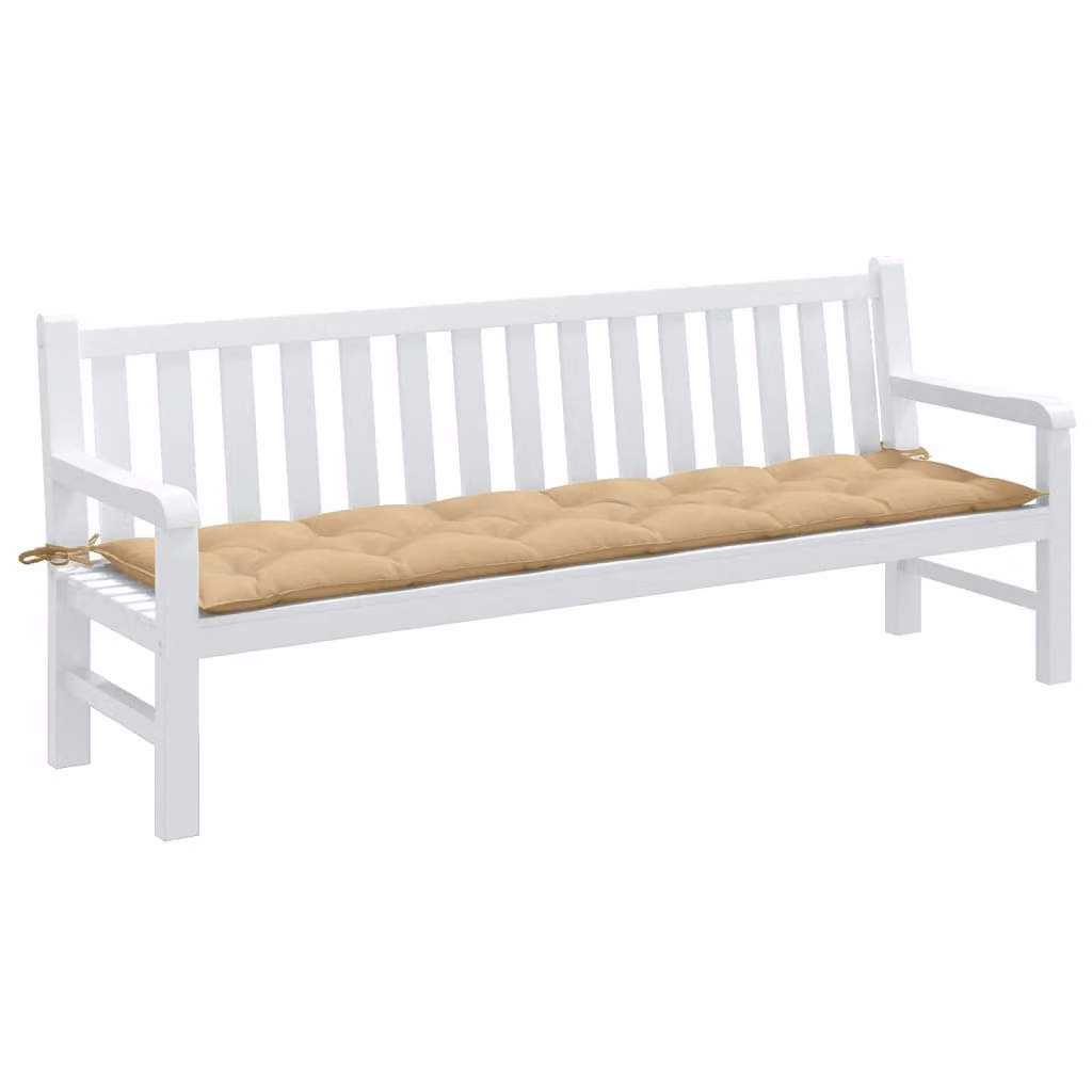vidaXL Cuscino per Panca da Giardino Beige Mélange L: 200 cm, P: 50 cm, H: 7 cm in Poliestere con Lacci di Fissaggio