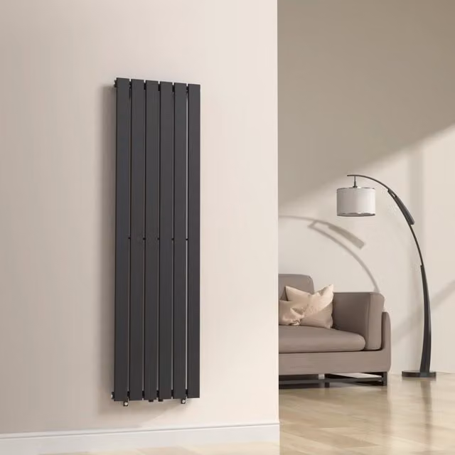 Termosifone a pannello singolo con elementi piatti neu.haus in acciaio, colore nero, L: 160 cm, P: 45 cm – 1