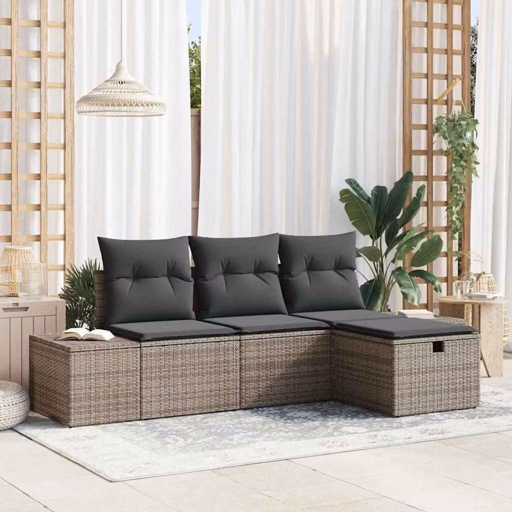 Maison Exclusive - Set da giardino composto da 4 pezzi, divano in rattan sintetico