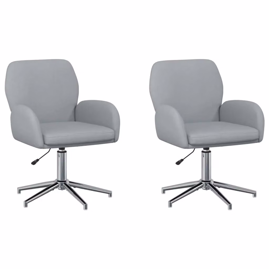 Set di 2 sedie da scrivania girevoli vidaXL in tessuto grigio con braccioli L/P/H: 54 x 58 x 90 cm – 2