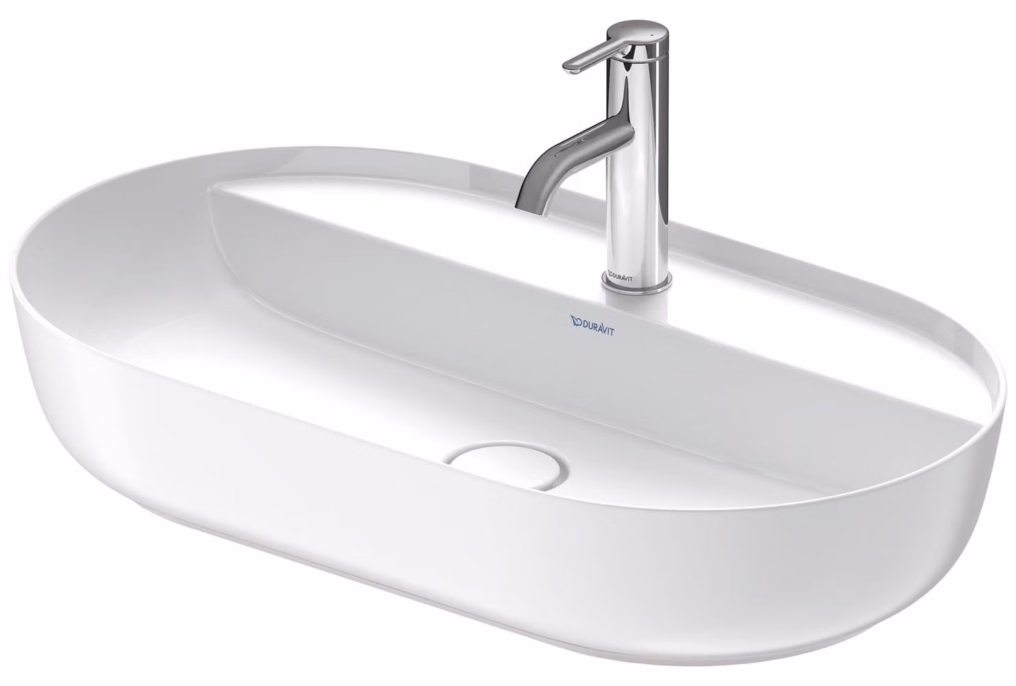 Duravit Luv vasque à poser 70x40cm, sans trop-plein, avec plage de robinetterie, 1 trou pour robinetterie, rectifié, 0380702600, 0380702600
