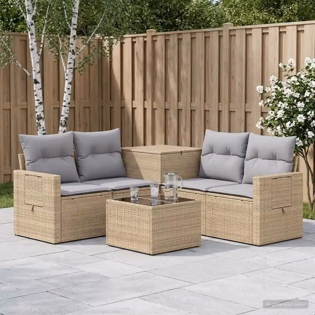Set di divani 6 pz Beige e Grigio Chiaro 3447467