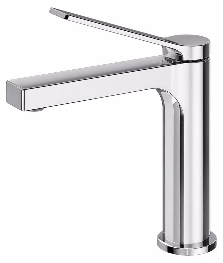 Miscelatore monocomando per lavabo, cromato, in ottone, dimensioni 195x173x46 mm, a risparmio idrico