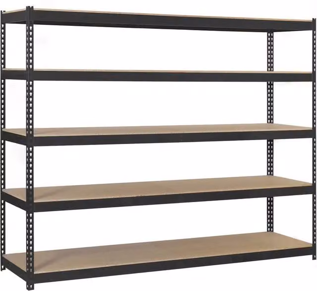Scaffale in metallo Simon Rack con 5 ripiani colore antracite e legno H: 250 cm, L: 150 cm, P: 60 cm
