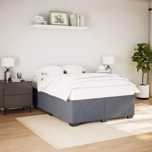 Giroletto senza Materasso-Struttura Letto Grigio Scuro 140x200 cm Velluto 601069