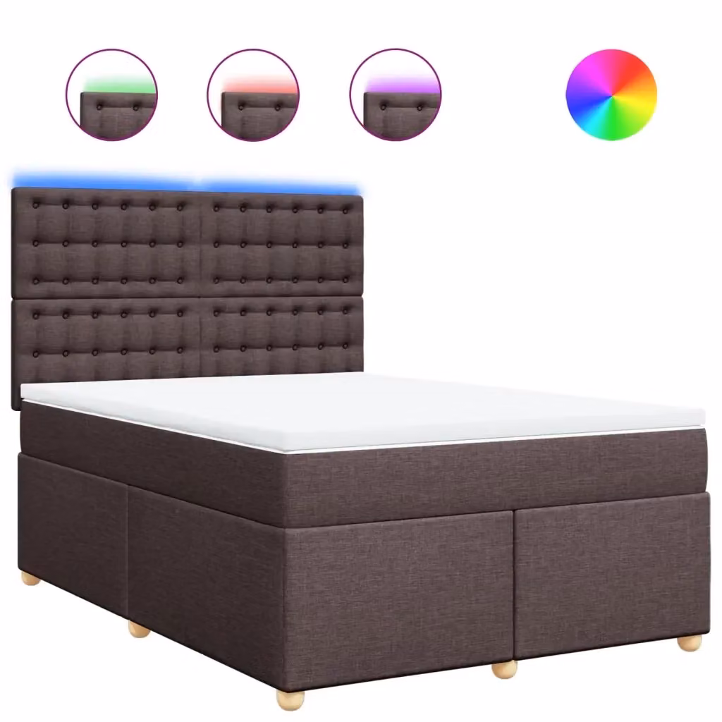 vidaXL Letto Ibrido con Materasso in Tessuto Marrone e Bianco, L/P/H: 140 x 190 cm – 2