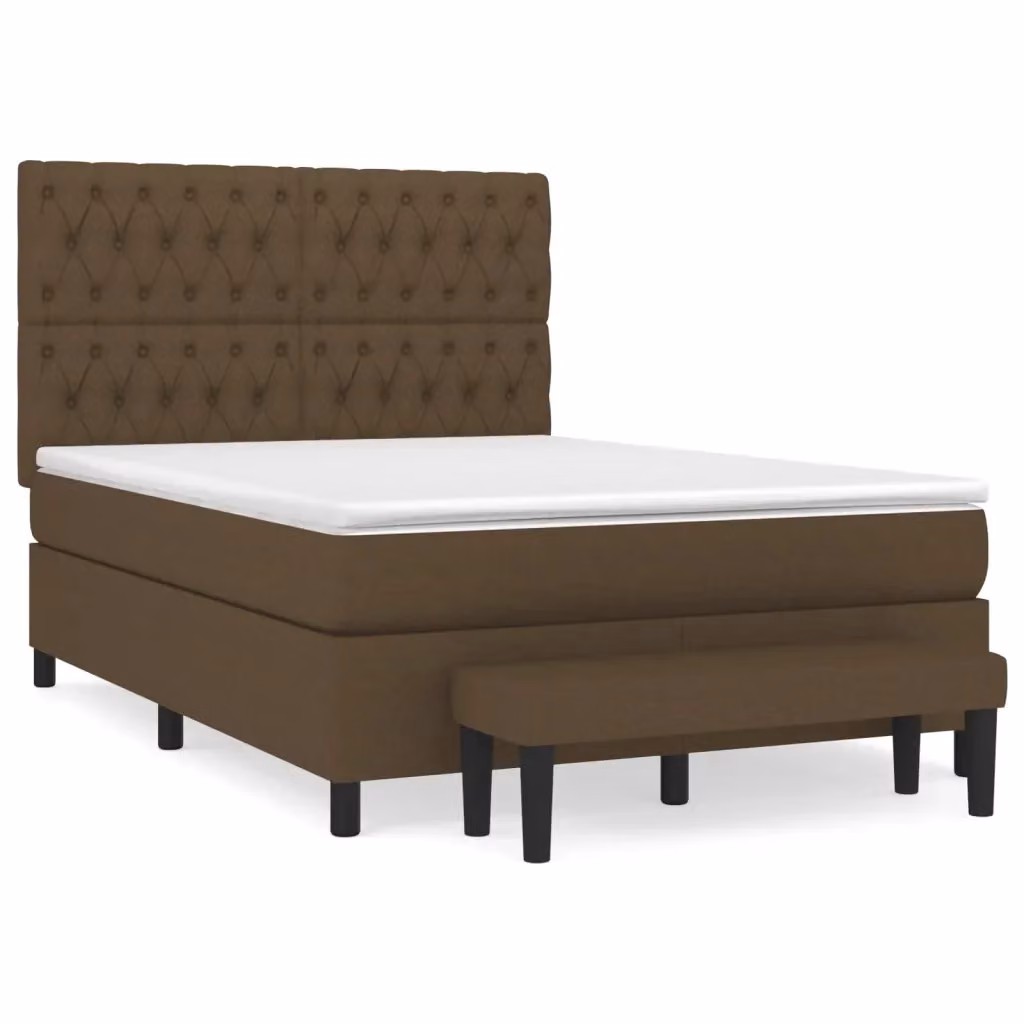 vidaXL Giroletto a Molle Ibrido con Materasso in Tessuto Marrone e Bianco L/P/H: 200 x 140 x 128 cm – 2